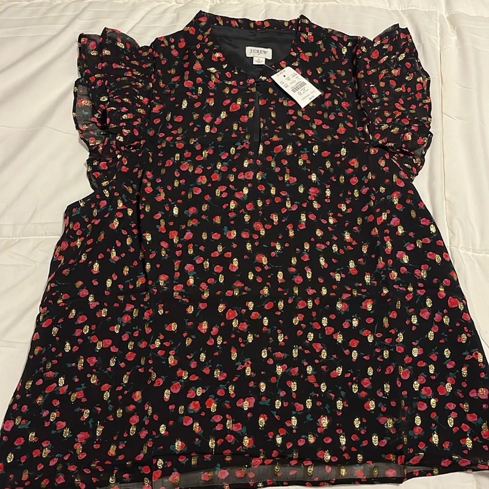 J.Crew flutter sleeve top- Large